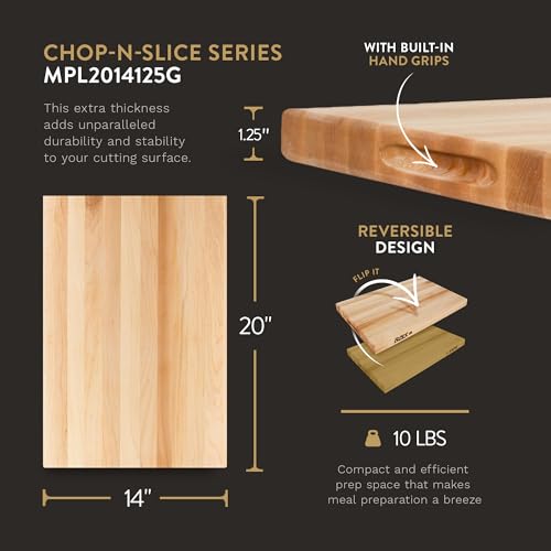Reversible Wood Cutting Board, 18" x 12" x 1 1/4", Maple D135191