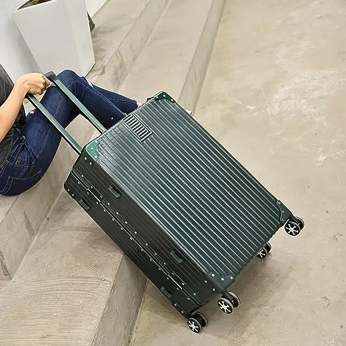 Aluminum Frame Hardside Luggage with Spinner Wheels and TSA Lock, 26 inch, Rose Gold+White L344282