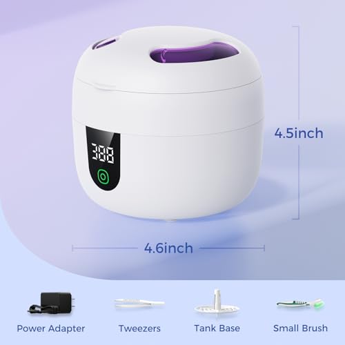 Ultrasonic Retainer Cleaner Machine with Removable Inner Tank, 180ml Capacity, 45kHz Ultrasonic Cleaner, 3 Modes N1905