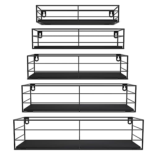 Black Floating Shelves Set of 5 H695