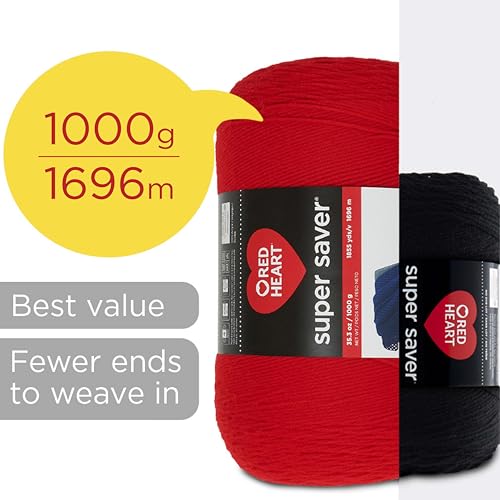 Red Heart Cherry Super Saver Jumbo Yarn, 1 Pack, 2232 Foot S11736