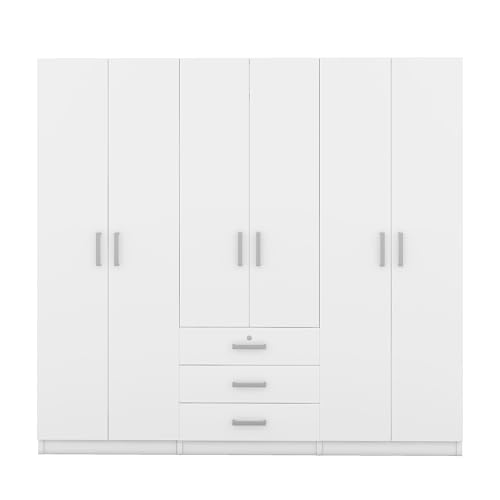 White 6-Doors Wooden Wardrobe N75560