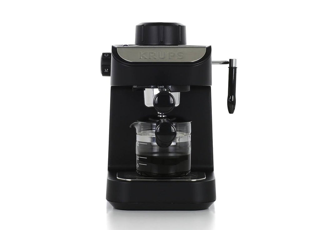 4-Cup Black Steam Espresso Machine with Glass Carafe I75458