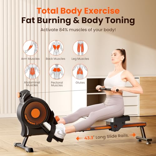 Magnetic/Water Rowing Machine with 16 Resistance Levels, LCD Monitor Y3264