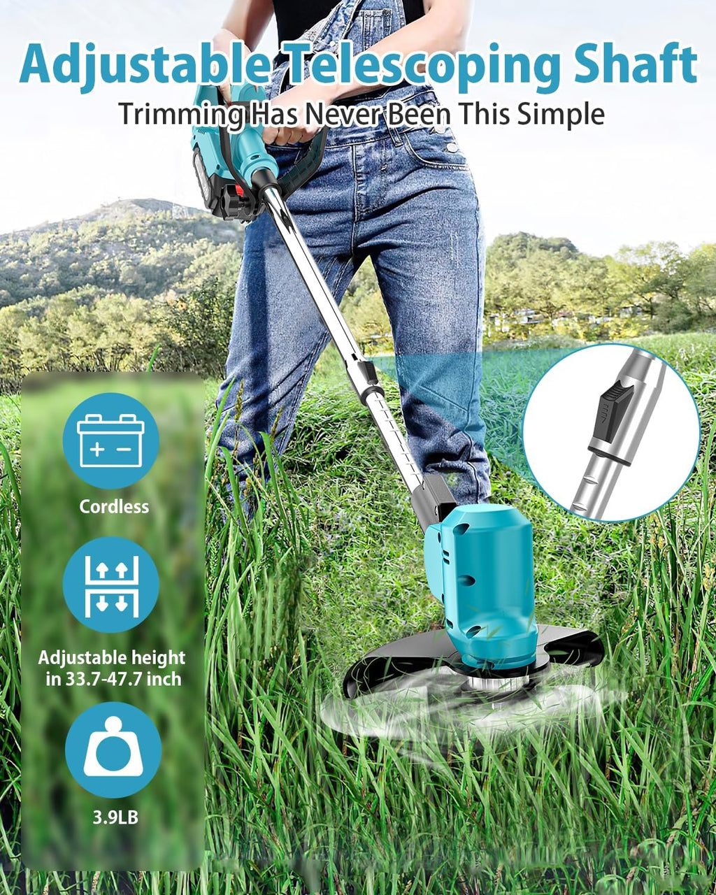 21V Cordless String Trimmer with 6000mAh Battery T7035