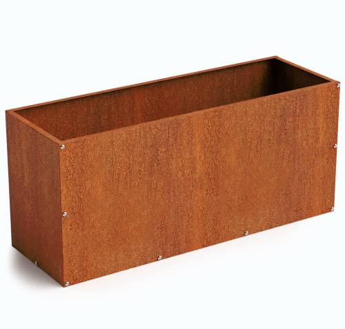Corten Steel Cube Outdoor Planter Box, Large Raised Metal Garden Bed (12in x 12in x 12in) X8272