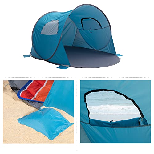 Blue Pop Up Beach Tent Sun Shelter with UV Protection V532750