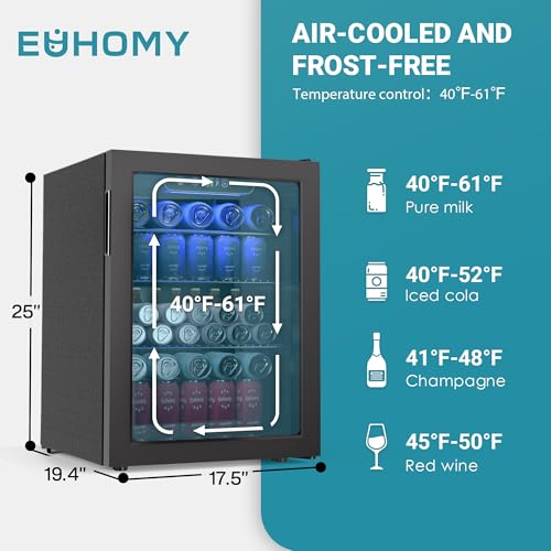 100 Can Beverage Refrigerator Mini Fridge with Glass Door, 2.7 cu.ft M836