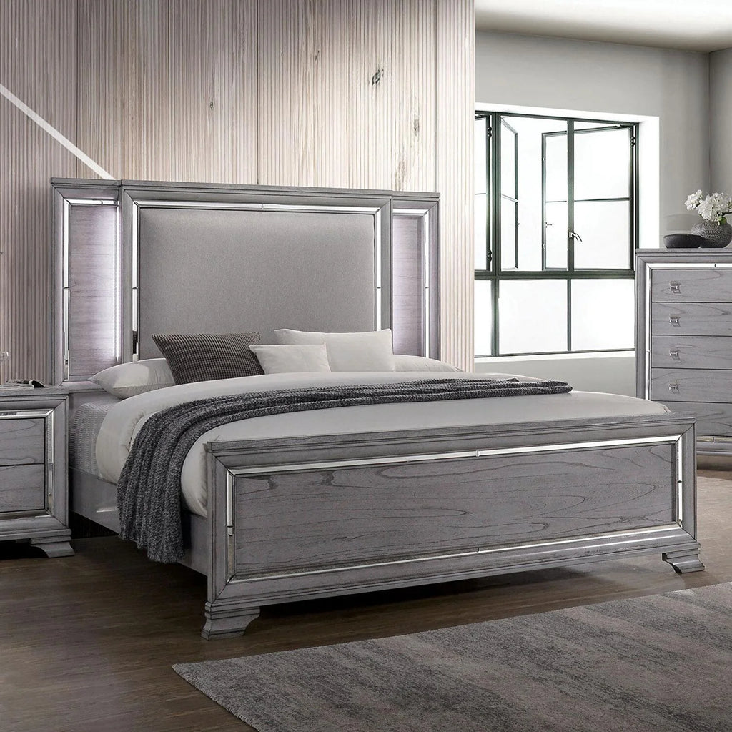 Light Gray Solid Wood Queen Bedroom Set 6pcs B31844