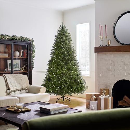 Pre-Lit Artificial Full Downswept Christmas Tree, Green, Dual Color LED Lights, 7.5 feet P910699
