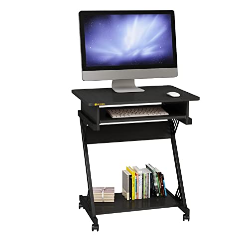 Brown Rolling Computer Desk with Keyboard Tray B18346