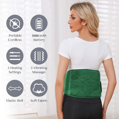 Cordless Heating Pad with Massager, 3 Vibration Modes and 3 Heating Settings, Portable Heating Pad with Battery S65041