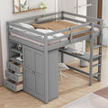 White Solid Wood Full Size Loft Bed with Desk and Drawers G222837