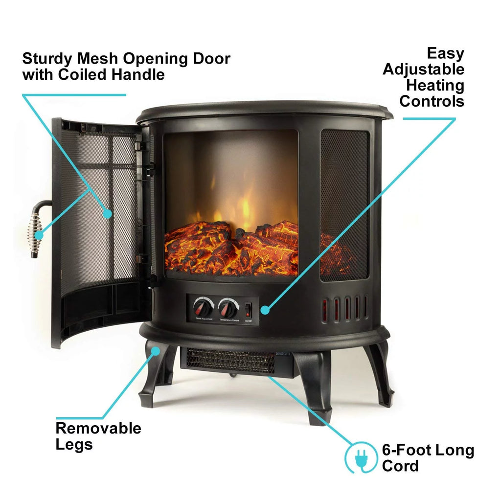 Black Free Standing Electric Fireplace Stove J64465
