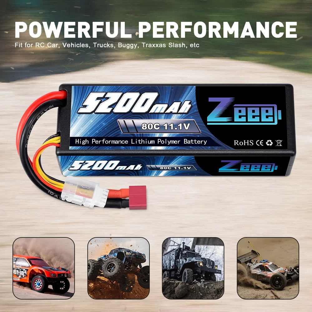 11.1V 80C 5200mAh 3S Lipo Battery with Deans Connector Hardcase (2 Packs) G2193