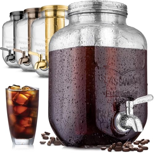 1 Gallon Cold Brew Coffee Maker with Extra-Thick Glass & Stainless Steel Infuser Z690