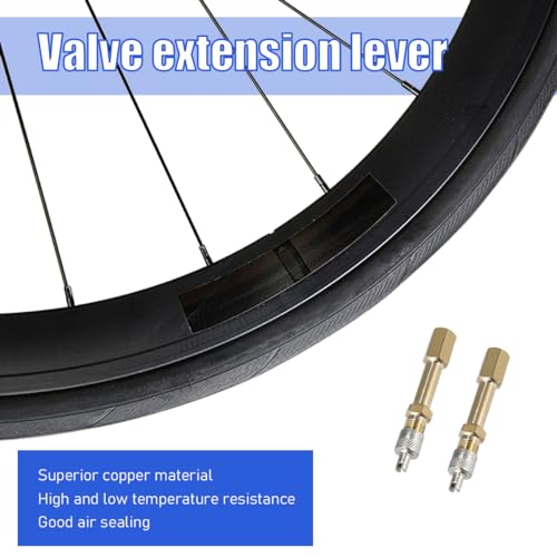 2 PCS Brass Auto Tire Valve Extension Adaptor, 50mm Valve Stem Extenders W60589