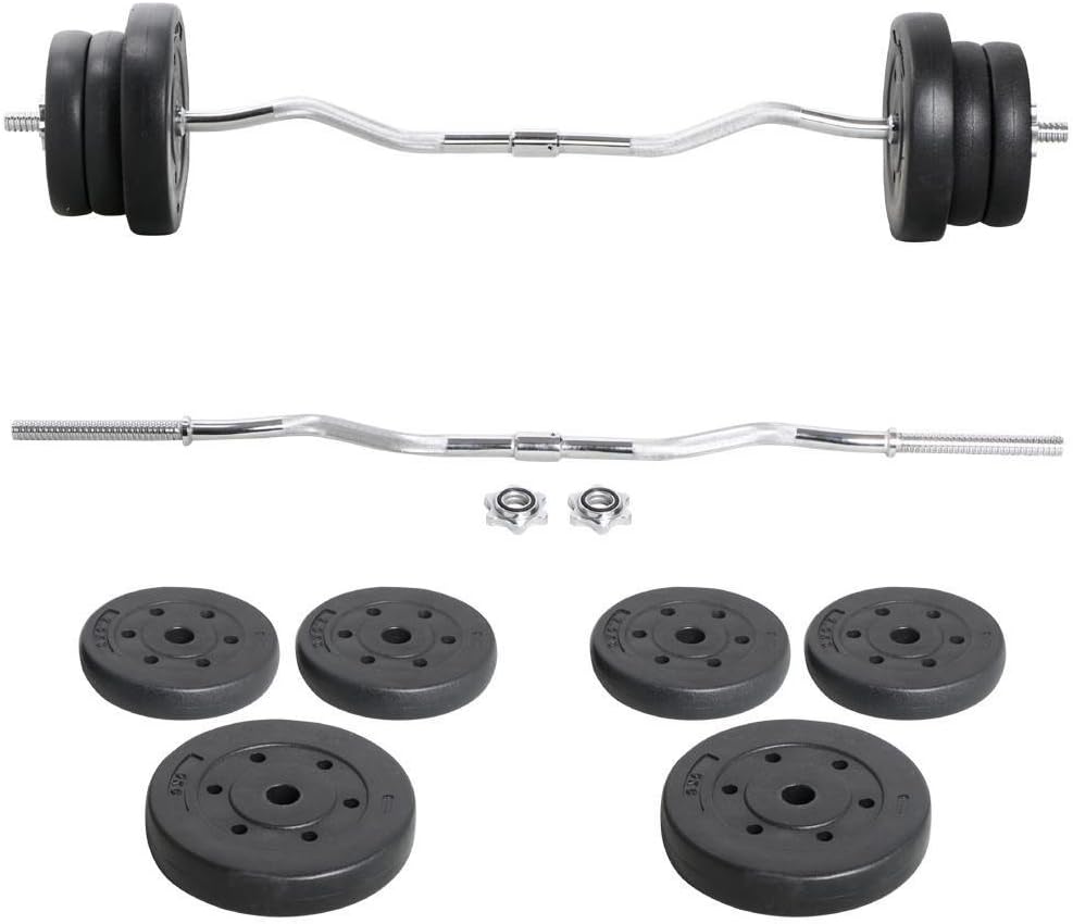 Olympic Bar Barbell Set Adjustable Weight Plates S58590