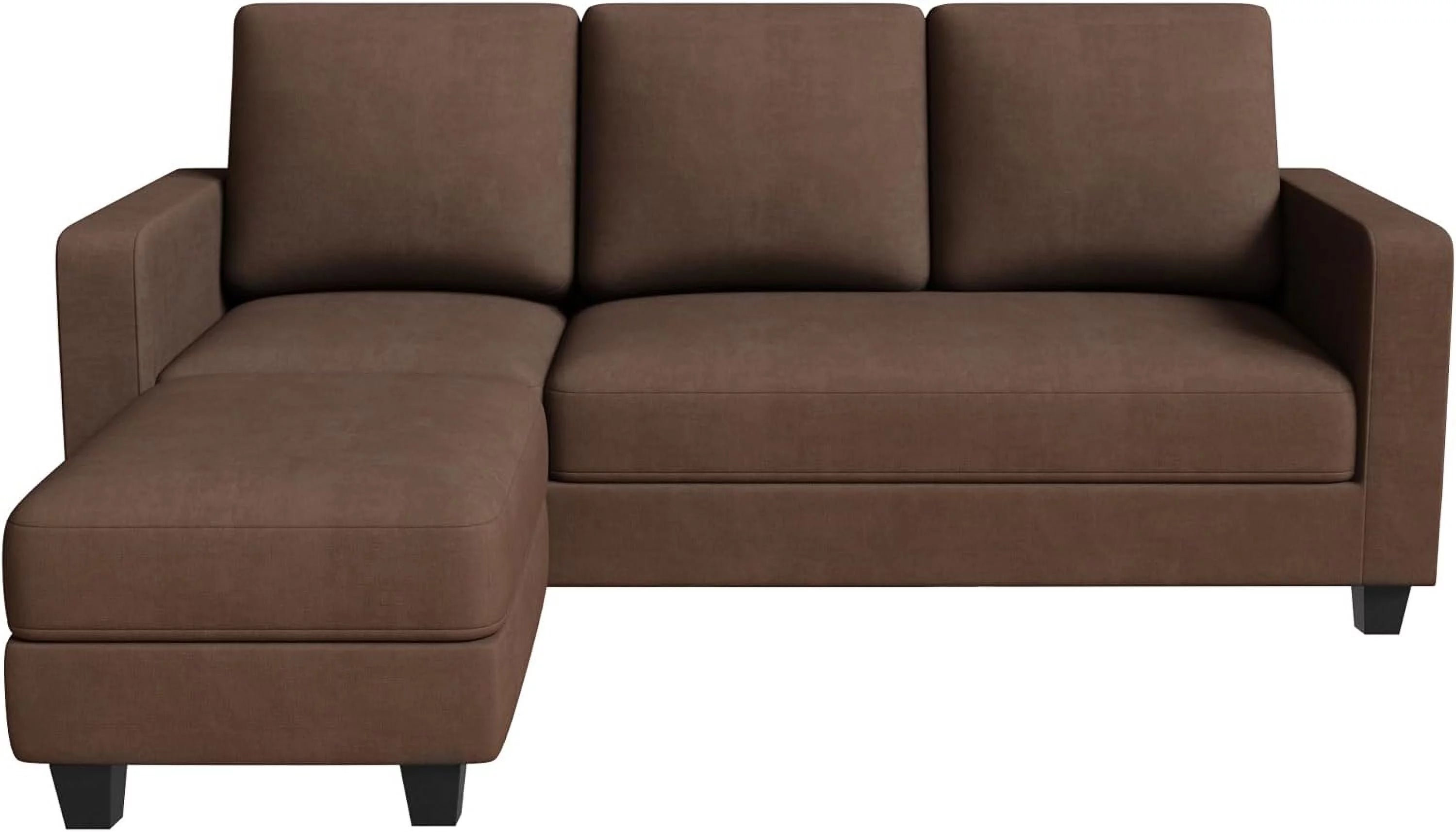 Brown L Shaped Fabric Sectional Sofa with Ottoman F990