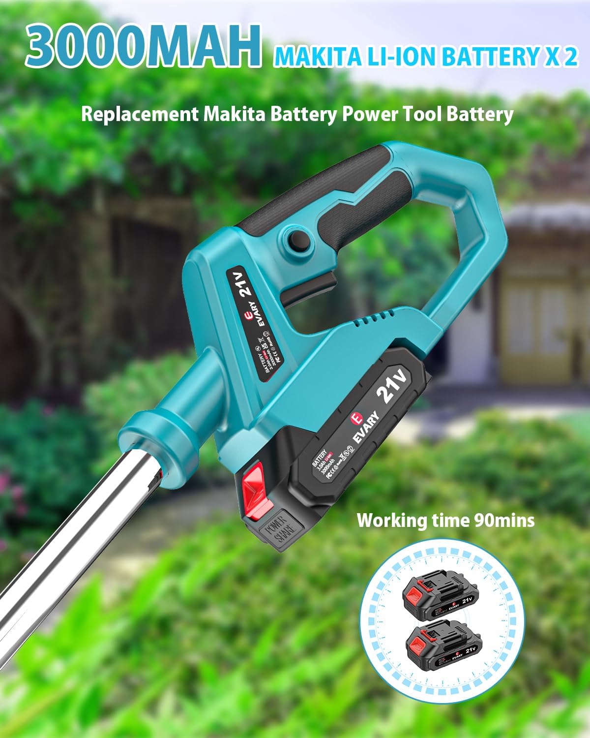 21V Cordless String Trimmer with 6000mAh Battery T7035