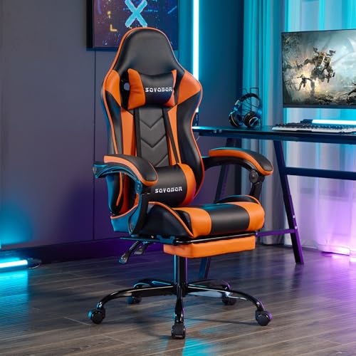 Ergonomic Gaming Chair with Footrest and Massage N92344