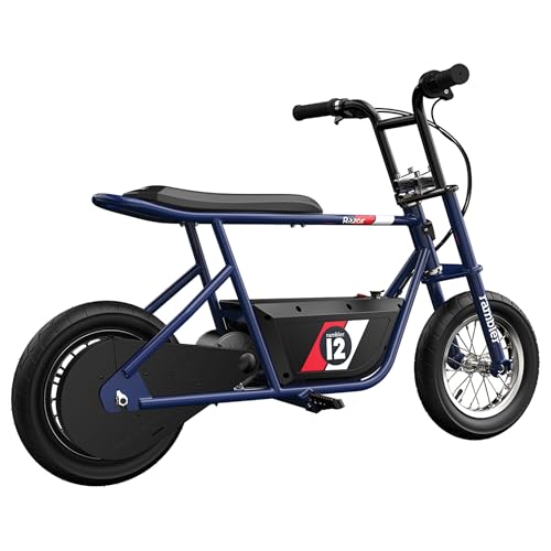 Dark Blue Electric Retro Minibike with 250W Motor, 12 Inch Tires, 24V Battery F213233