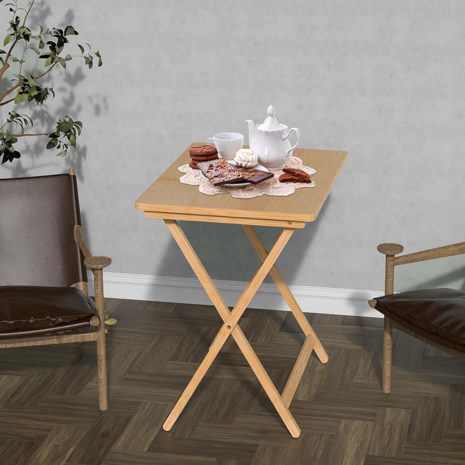 Folding TV Tray Table Set of 2, Bamboo M332471