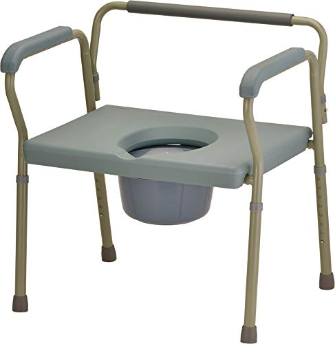 Grey Heavy Duty Bariatric Commode Chair with Drop-Arm S15496
