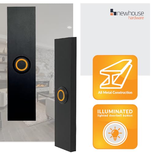 Rectangular Lighted Wired Metal Doorbell Button in Black I380