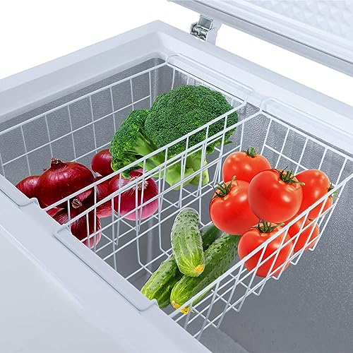 Set of 2 Metal Wire Chest Freezer Organizer Baskets with Hanging Handles R99726