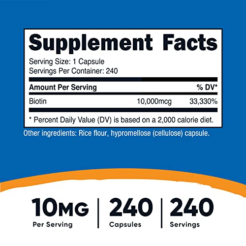 Biotin 10,000mcg Vitamin Supplement, 240 Capsules G61965