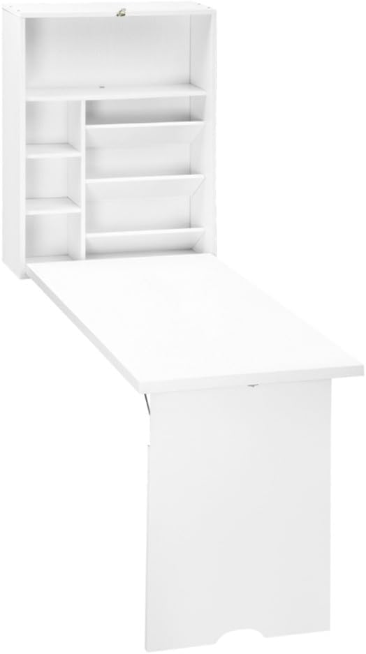 White Wall Mounted Desk with Storage Area I88805