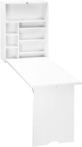 White Wall Mounted Desk with Storage Area I88805
