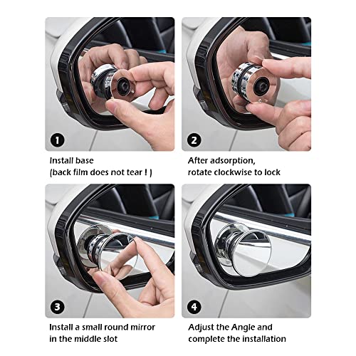 2 Pack Car Blind Spot Mirror with 9D Glass, 360° Adjustable (Black) A23352