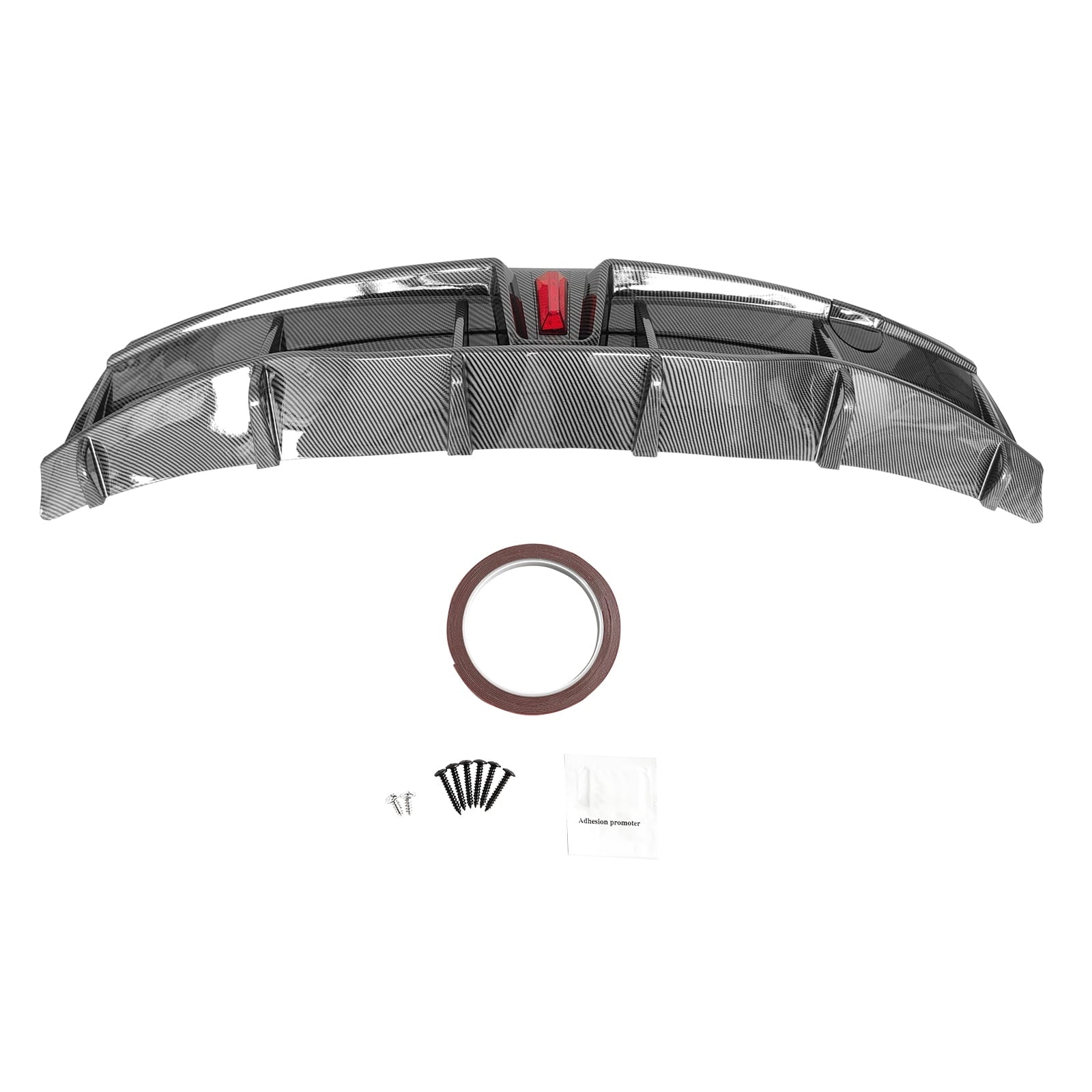 Rear Diffuser Lip for Tesla Model Y Sport 4-Door Carbon Fiber Print PP Rear Lower Bumper Protector Lip With LED Lamp S648680