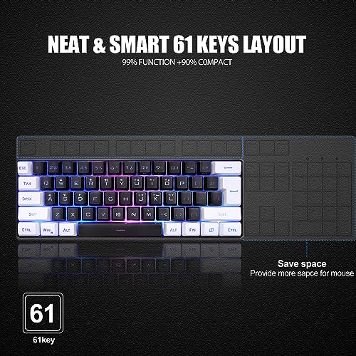Wired Compact Mechanical Gaming Keyboard 61 Keys RGB LED Backlight U31275