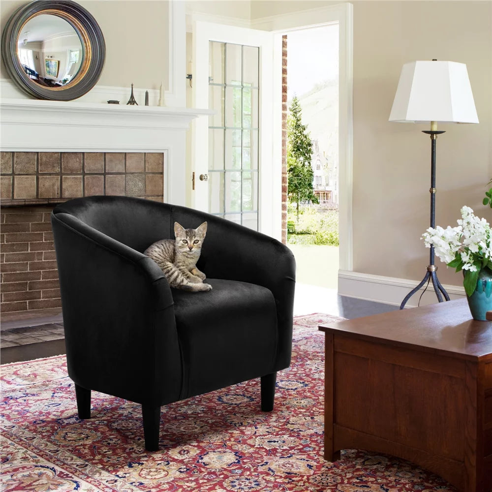 Black Velvet Barrel Accent Chair M685128