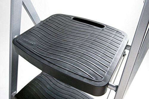 White 3-step Folding Step-stool with Hand Grip and Plastic Steps T142334