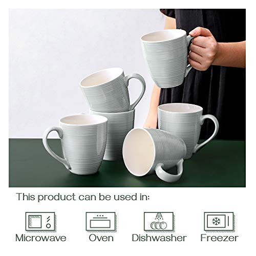 White Ceramic Coffee Mugs Set of 6, 17 Oz I4416