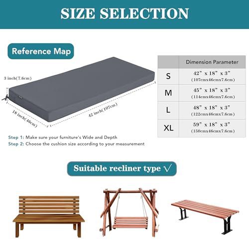 Navy Waterproof Bench Cushion 59 x 18 Inch D2789
