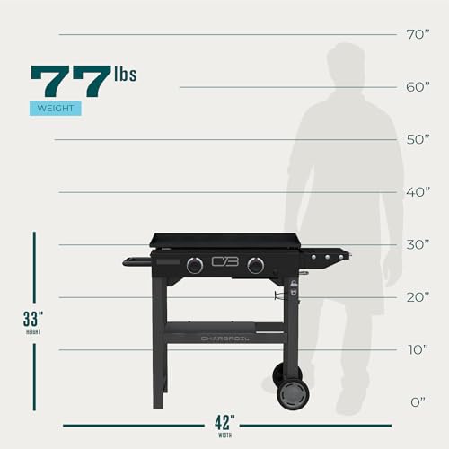28" Propane Gas Griddle with Cart 2 Burner Flat Top Grill, Black G3014
