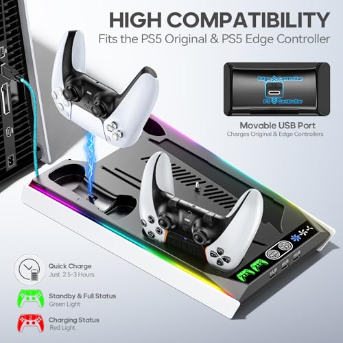 PS5 Stand with Cooling Fan and Charging Station J512338