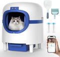 White & Blue Self Cleaning Automatic Cat Litter Box with 2 Rolls Garbage Bags D1709