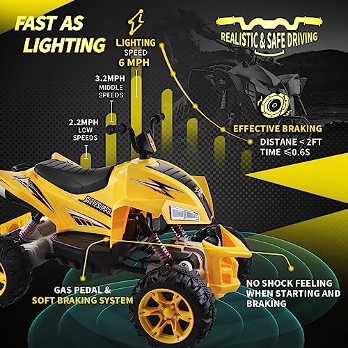 Black 24V Ride on ATV Kids Quad 4-Wheeler Electric 4WD with 9AH Battery H41983