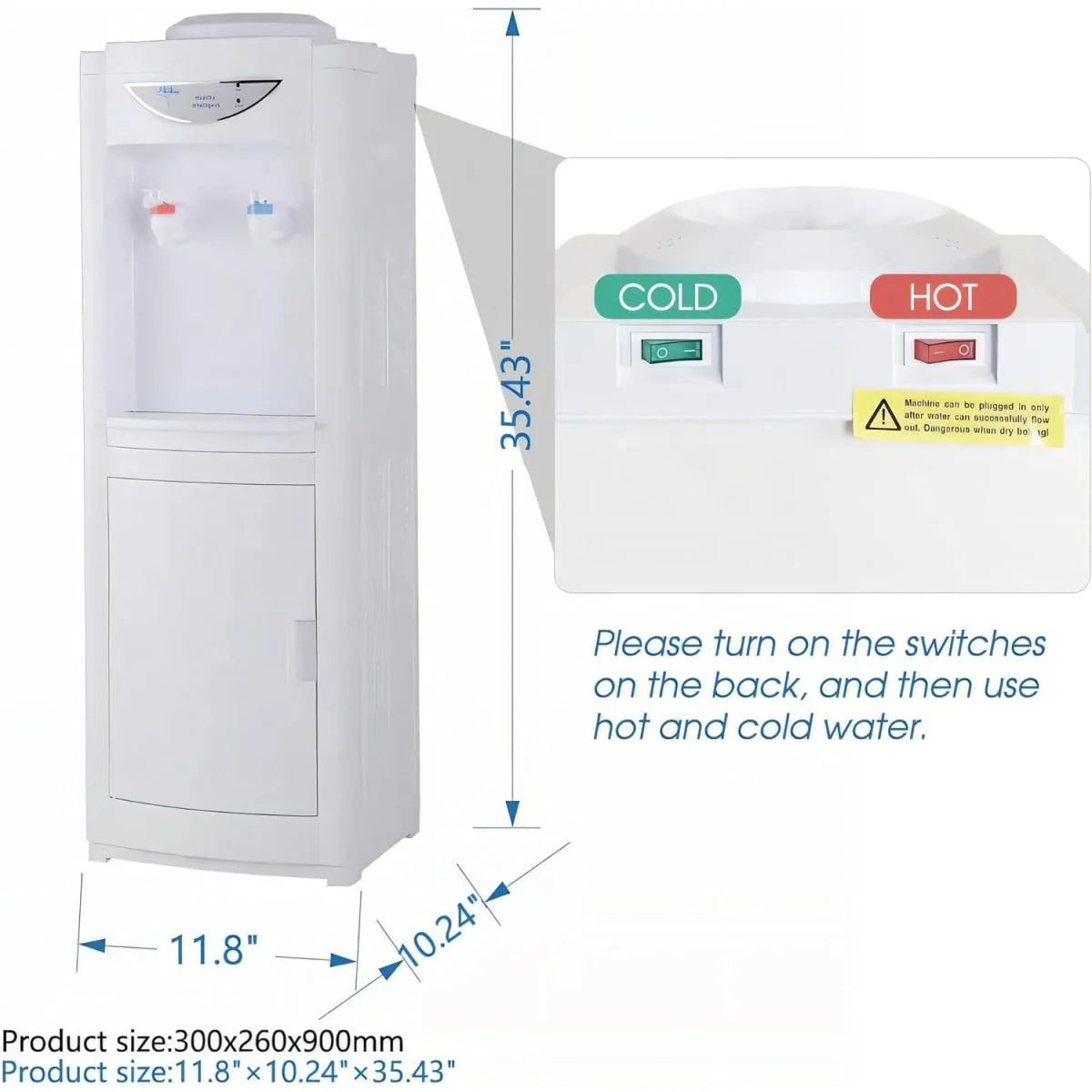 White Top Loading Hot and Cold Water Cooler Dispenser with Storage Cabinet & Child Safety Lock M36168