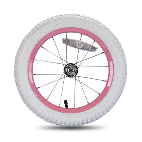 12 14 16 18 Inch Kids Bike Front Wheels with Solid Rubber Tire and Inner Tube, Black & White B512189