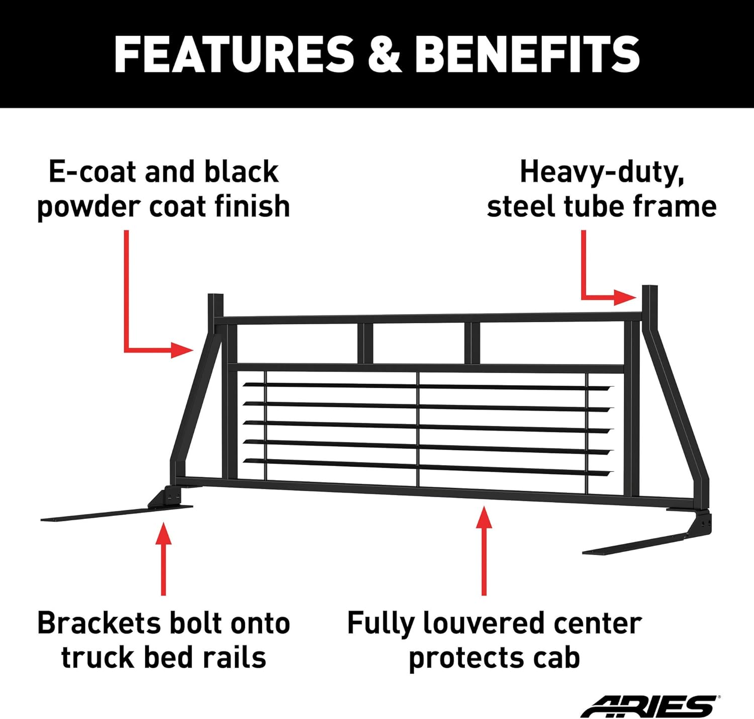 Black Steel Truck Headache Rack Cab Protector R847