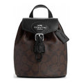 Brown Black Coated Canvas Convertible Backpack D9304