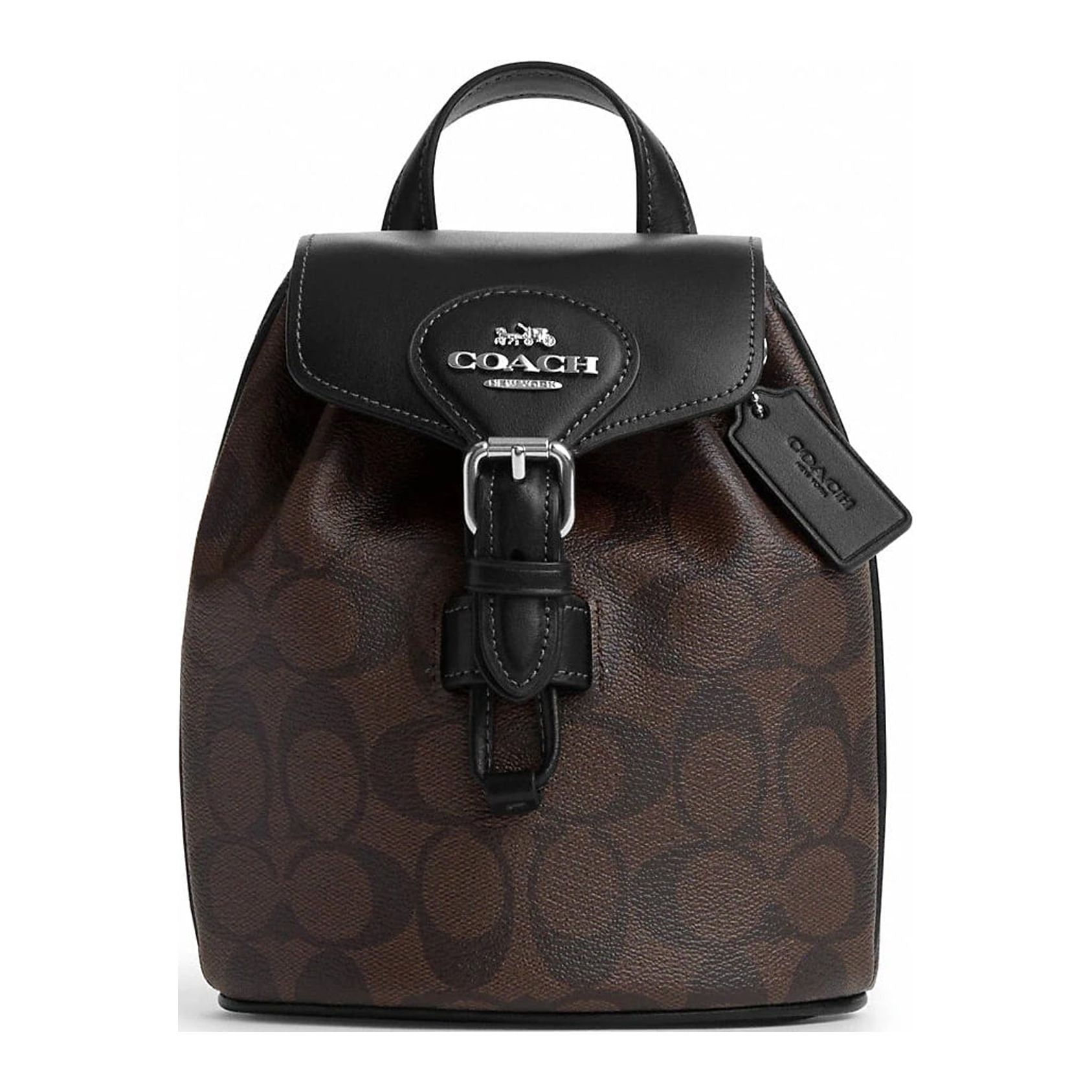 Brown Black Coated Canvas Convertible Backpack D9304