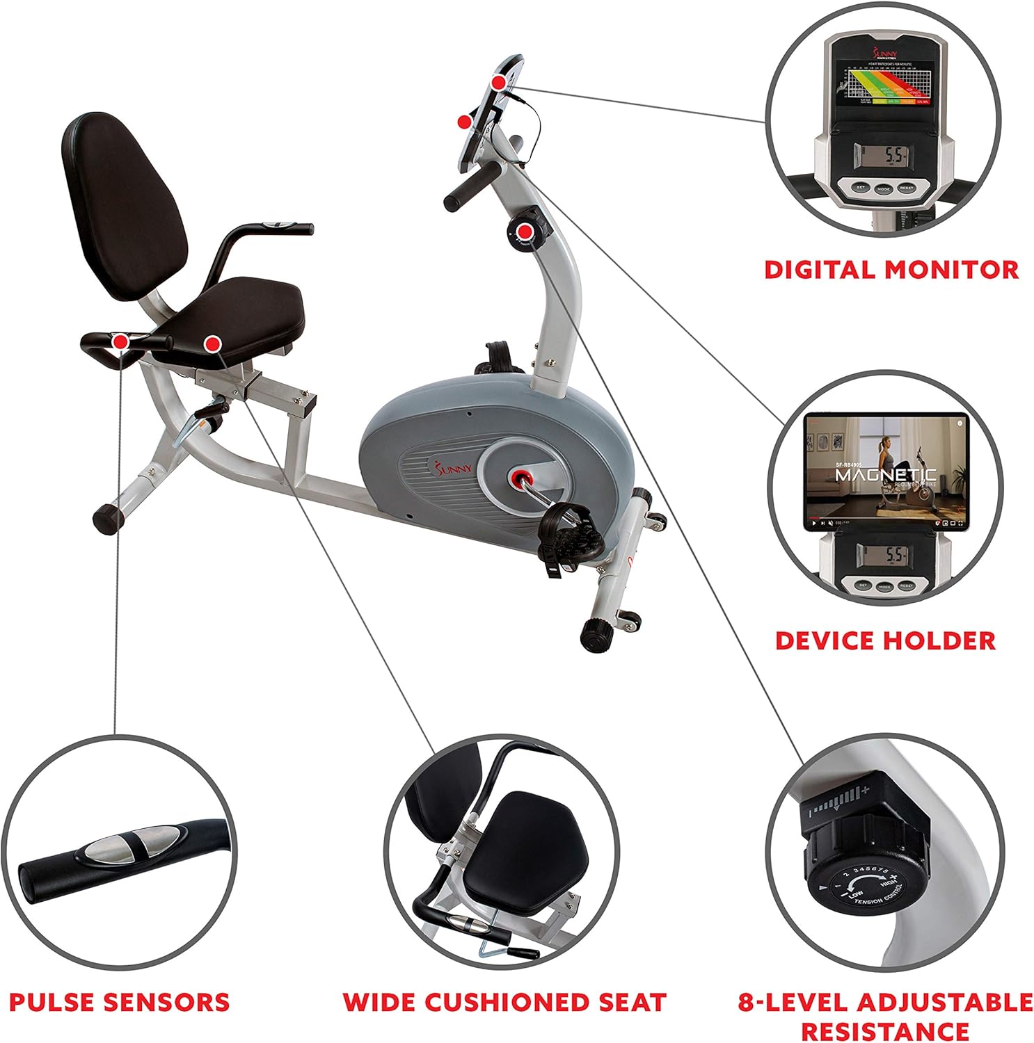Magnetic Recumbent Exercise Bike P362